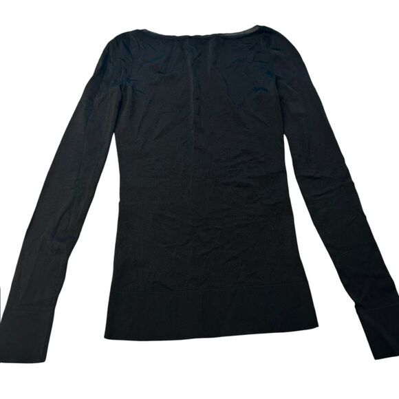 Gucci Women’s Size S Long Sleeve Scoop Neck Tee Black Minimalist Old Money Basic - Picture 3 of 7